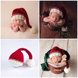 Handmade Wool Newborn Christmas Hat Photo Prop Santa Hat 4ea
