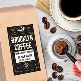 BREAKFAST BLEND American Roast Whole Bean Coffee, 5 Lb. Bag By Olde Brooklyn Coffee