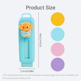 AYNKH 4 Stück einziehbare Radiergummis mit Tiermotiven, 4 Farben, niedlicher Lippenstift, Radiergummis für Kinder, Studenten, Hausaufgaben, Schule, Partygeschenke