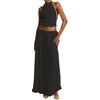 Yiulangde Women Y2k Maxi Skirt Set Backless Lace Halter Crop