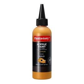 Fantastory Professional Metallic Acrylic - Gold (150ml/5oz) - Ultra Coverage + Precise Metallic Finish, Craftmaster's Choice for Canvas/Wood/Clay/Textile/Ceramic