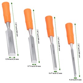 MAHIONG 8 Piece Carbon Steel Wood Chisel Set (6/12/18/24mm) with Non-Slip Handles - Professional Woodworking Tools for Carpenters, DIY Wood Craft Projects