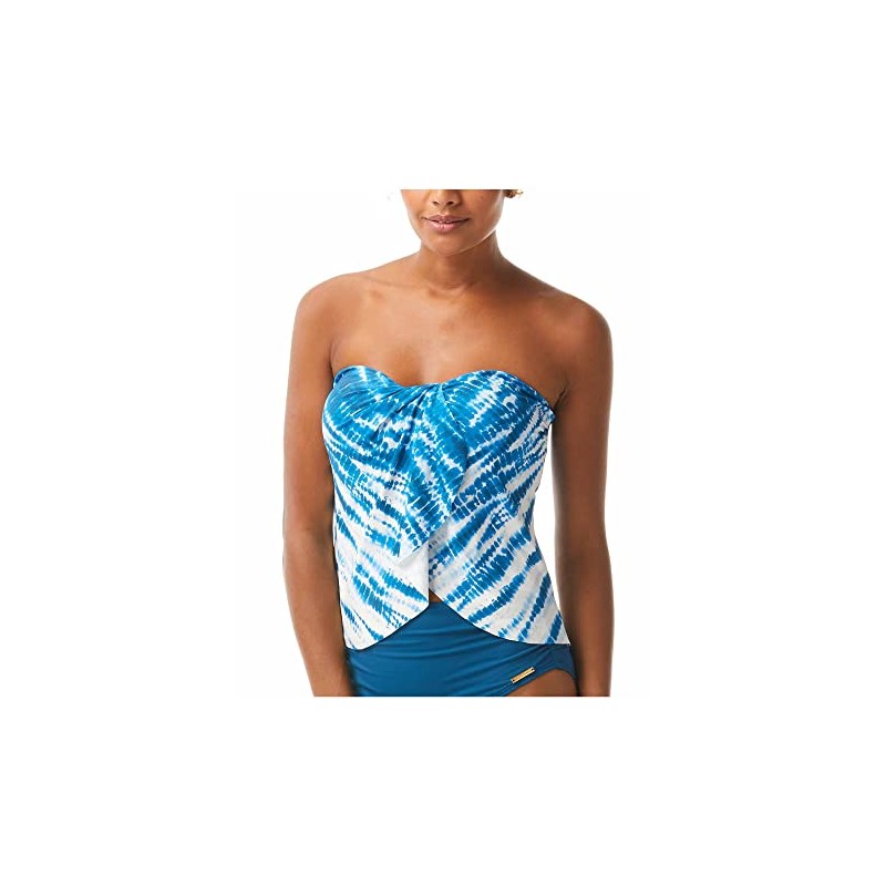 Vince Camuto Tie-Dye Draped Bandini Top - blue - Small