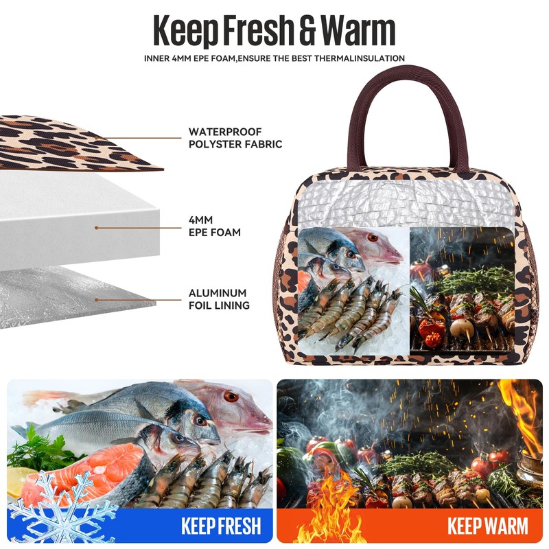 douyadady Lunch Bag Women/Men Lunch Box Women/Men (leopard)
