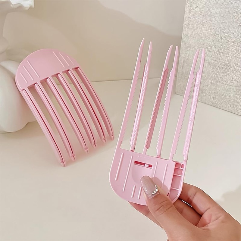 LKCCTK 前髪クリップ 根元立ち上げクリップ 2点セット 6歯＋3歯 巻き髪 ふんわり 根元櫛 スタイリングコーム プラスチック