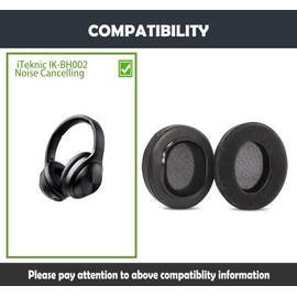 HTINDUSTRY Replacement Earpads Cushion Compatible with iTeknic Active Noise Cancelling IK-BH002 Headphone Ear Pads with Softer Protein Leather/Memory Foam
