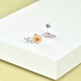 ONEFINITY Sunflower Earrings Sterling Silver Sunflower Stud Earrings for Women, Sterling Silver
