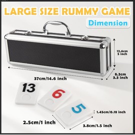 Smilejoy Rummy Large Numbers Edition,Original Rummy Tile Game,Rummy Cube Game with Carton, Rummy Royal Board Game Rummy Tiles in Iron Box 106, Tiles