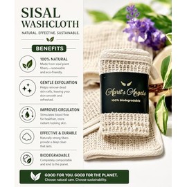 April Angels Toallita Sisal 100 Natural Exfoliación Suave Una Piel Más Duradera Reutilizable Rostro Cuerpo Biodegradable Elimina Células Muertas
