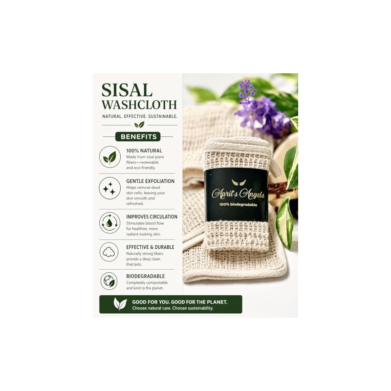 April Angels Toallita Sisal 100 Natural Exfoliación Suave Una Piel