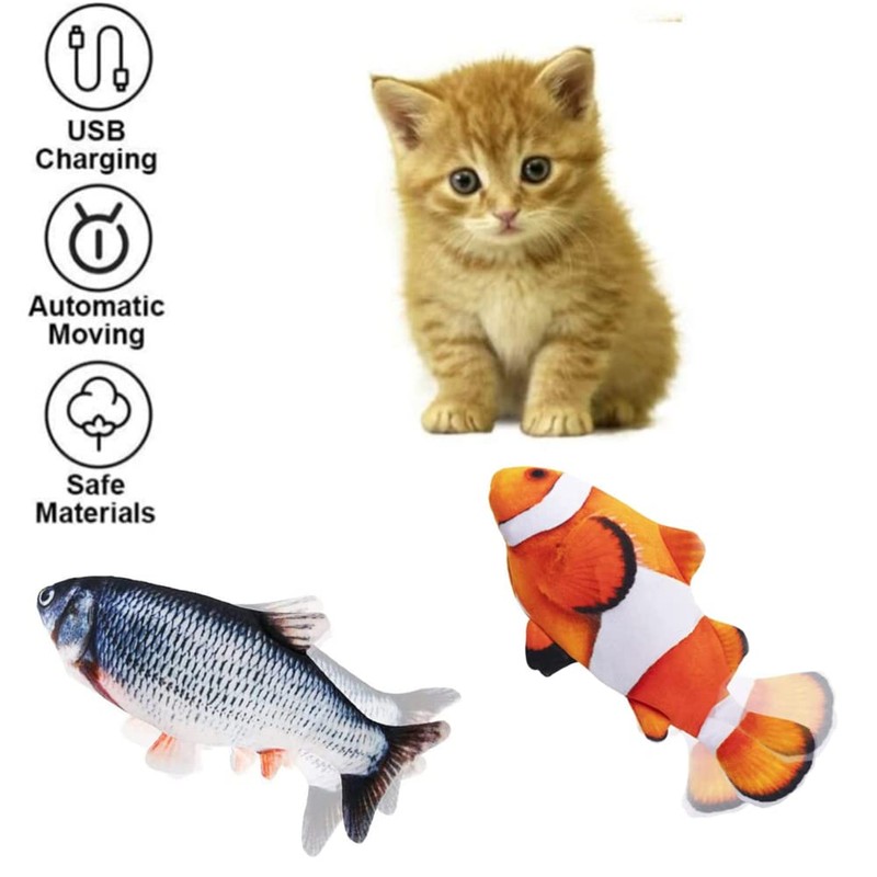 BangShou 2 Pieces Electric Moving Fish, Cat Toy Realistic Flopping