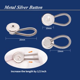 OURUI Button Extender Collar Neck Metal Extender for Men Dress Shirts, 1/2 Inch Size Expansion for Coat Suits Pants, 6 Pack Silver
