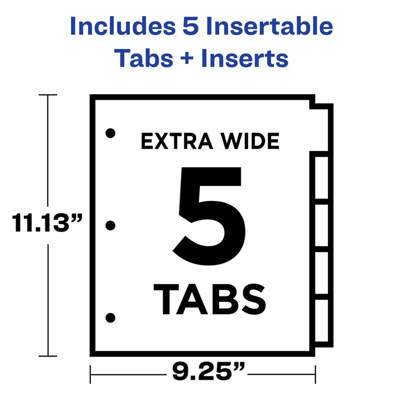 Avery Insertable Dividers with Pockets, 5 Tab Dividers for 3