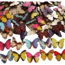 100PC Wooden Buttons, a Variety of Animal Cartoon Characters, a Variety of Colors (can be Selected) (100)