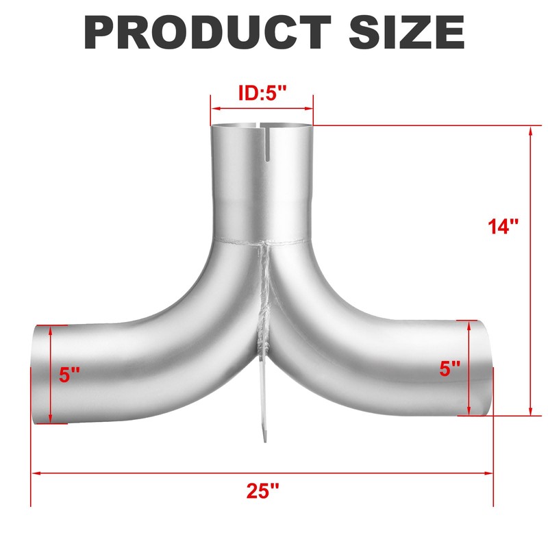 Piclafe Universal 5" Exhaust Elbow Y Pipe with Divider, 5"