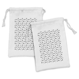 Ambesonne Star Fabric Pouch Set of 2, Starry Pattern with Little Big Stars Punk Grunge Style Modern Design for Teens Room, Small Drawstring Bag for Toiletries Masks and Favors, 9" x 6", White Black