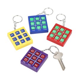 Fun Express 1 3/4" x 1 3/4" Bright Color Tic-Tac-Toe Game Plastic Keychains - 12 Pc.