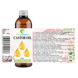 Castor Oil - 100 ml - 100% Organic by Cold Pressing - for Hair, Nails, Eyebrows