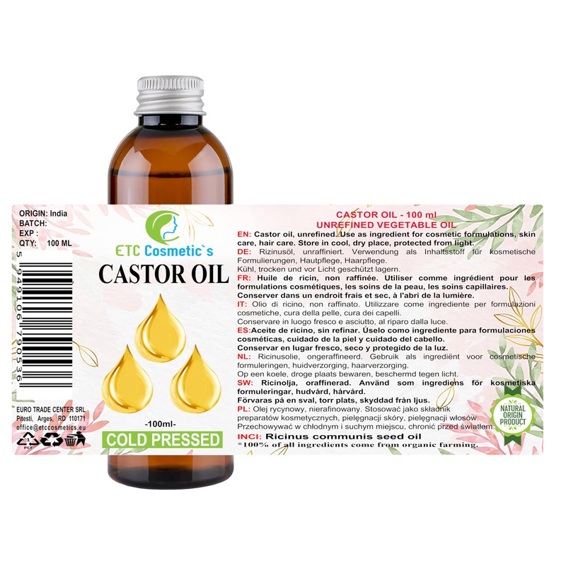 Castor Oil - 100 ml - 100% Organic by Cold