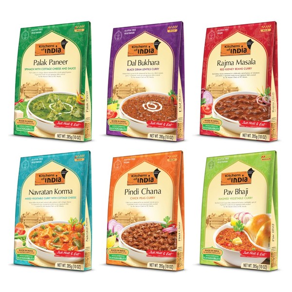Kitchens of India Ready to Eat Dinner Variety Pack, 10-Ounces (Pack of 6)