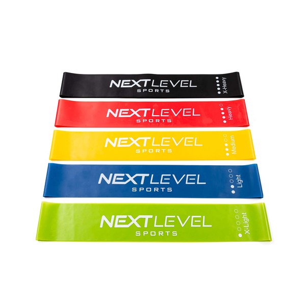 Nextlevel Sports Fitness Bands Set of 5 Including Carry Bag, Exercise Band, Resistance Band, Thera Band for Yoga, Crossfit, Training, Home Gym