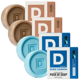 Duke Cannon Supply Co. Bar Soap Puck Bundle - Men's Natural Rounded Bar Soap with Masculine Scents - Disc-shaped Mens soap - All Skin Types - Buck Moon & Superior,5 oz (4 Pack)
