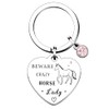 QMVMV Funny Horse Keyring Gifts Animal Lover Gift Beware Crazy