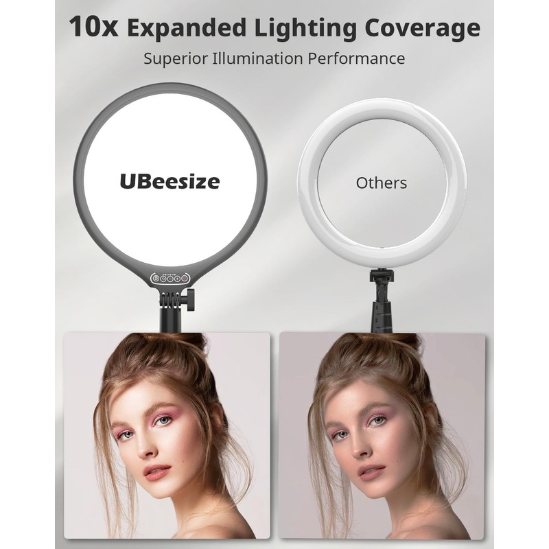 UBeesize 10.5in Laptop Ring Light with Stand and Phone Holder
