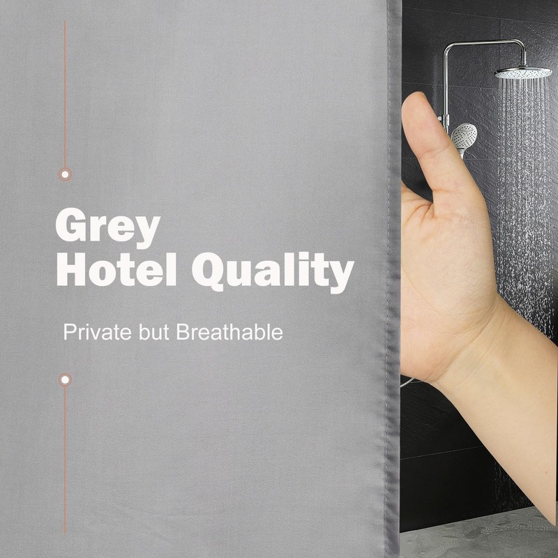 UFRIDAY Grey Fabric Extra Long Shower Curtain Liner 72 x