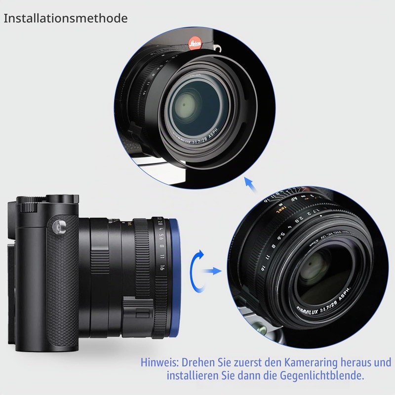 Haoge Metal Lens Hood with Lid for Leica Q3 Q3-43