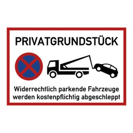 TypeStoff FS-01339 Safety Sign with Private Property - Illegally Parkende Fahrzeuge werden kostenpflichtig abgeschleppt 30 x 20 cm Made from Sturdy PVC Hard Foam Board 3 mm with UV Protection