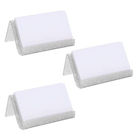 sourcing map 3pcs Business Card Holder for Desk, Acrylic Bling Business Name Card Organizer Desktop Card Rack Display Stand for Office Exhibition Meeting Home, Silver