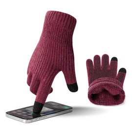 ineepor Alpaca Gloves Men Women Winter Knitted Gloves Thermal Warm Wool Gloves Touchscreen Mittens Grip Soft Non-Slip Flexible, red