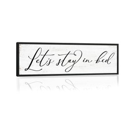 Let's Stay in Bed Sign: Rustic Bedroom Signs Wall Decor Above Bed Framed Modern Farmhouse Family Wall Signs Hanging Plaques Inspirational Quotes Master Bedroom Wall Art 12 x 40 Inch