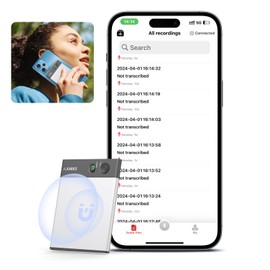 Ajunbee AI Voice Recorder, App Control,Transcribe Summarize & Instant Translation Empowered by ChatGPT,Support 68 Languages,64GB Recording Device,Audio Recorder for Work,Lectures,Meetings (Silver)