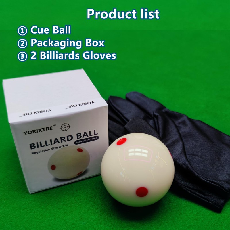 Red Dot Pool Cue Ball with Gloves 2.25 Inch Billiard