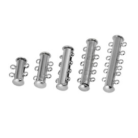 KONTONTY 5PCS Magnetic Tube Lock Clasps Connectors for Jewelry Making Silver Plated Multi Strand Slide Closure for Bracelets Necklaces DIY Jewelry Findings