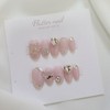Yeori Pink Heartstone Handmade Nail Tips - Short Oval Mini