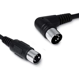 Snakebite MIDI (5 pin DIN) Cable with straight and right angled connectors (1 metre with pins on SAME side as cable exit)