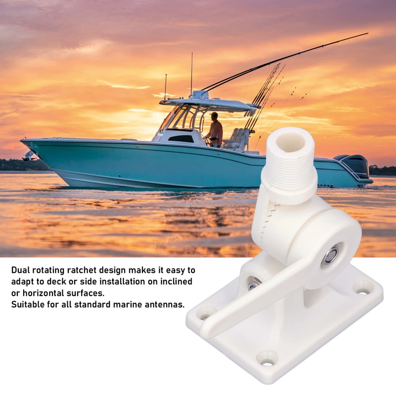 Marine Antenna Mount, Two-Axis Ratchet Marine Antenna Mount, Adjustable ABS