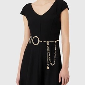 Metal Chain Belt 2Pcs Women Metal Link Body Chain Gold Belt Adjustable Fashion Waist Chain Body Belly Chain