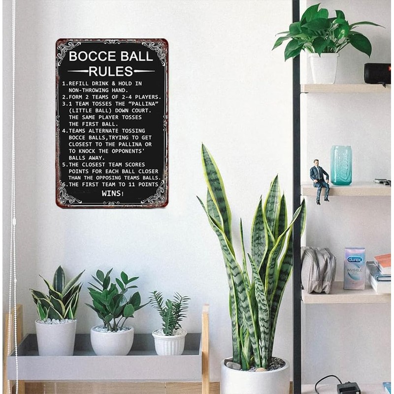Bocce Ball Rules Funny Tin Sign Metal Signs Scoring Rules