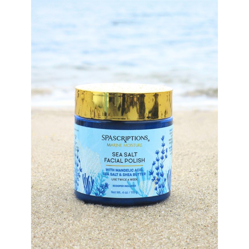 Spascriptions Marine Moisture Sea Salt Facial Polish, Exfoliating Facial Scrub,