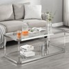 MINPINSER Glass Coffee Table, Clear Coffee Table with 2 Tiers,