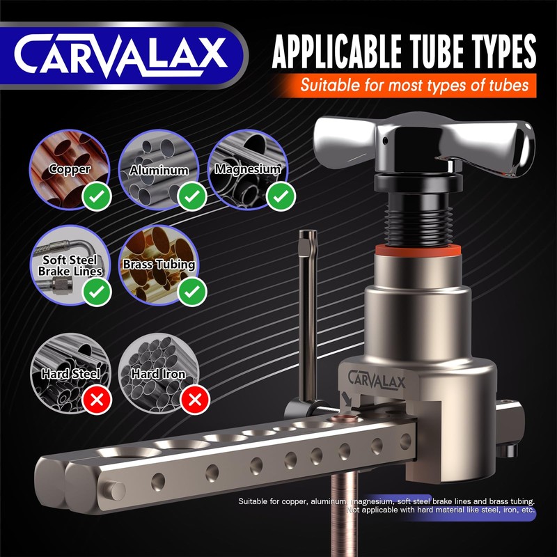 CARVALAX Eccentric Flaring Tool Kit, 45° Precision Flaring, Metric/Imperial Clamp