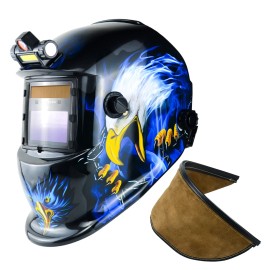 TRQWH Welding Hood with Flaming Skull, Auto Darkening, Shade 9-13, Grinding