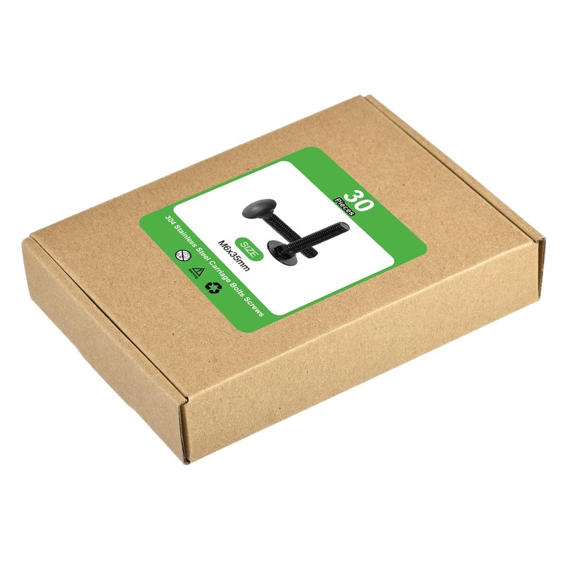 sourcing map 30Pcs Carriage Bolts, M6 x 35mm Stainless Steel