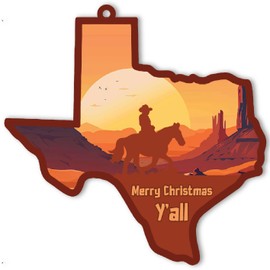 BlinkWishes Texas Christmas Ornament, Texas State Merry Christmas Y'all Ornament for Christmas Tree, Xmas Gift for Texan, Texas Fans, Texas Lone Star Enthusiast Keepsake