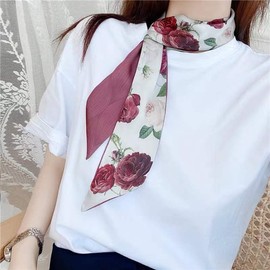 Qintreesify Rose Fashion Bag Handbag Handle Ribbon Scarf Polka Dot Printing Neckerchief Scarf Easy to Wear,Fashion Scarves,Scarves and Wraps Fashion