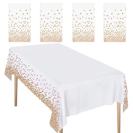 FYY 4 Pack Disposable Plastic Tablecloths, 54" X 108" Plastic Tablecloths for Indoor or Outdoor Tables Parties Christmas Picnic Birthdays and Weddings
